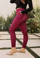 Magenta Leopard Leggings w/Pockets