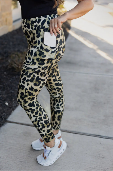 Brown Leopard Leggings with Pocket