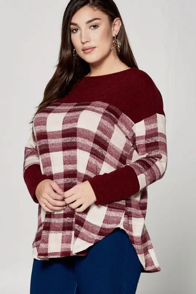 Plaid Button Back Tunic Top