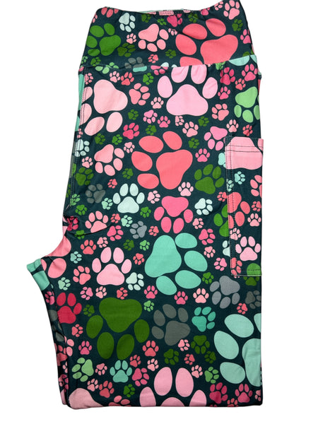 Full Length English Garden Paw Leggings w/Pockets TC